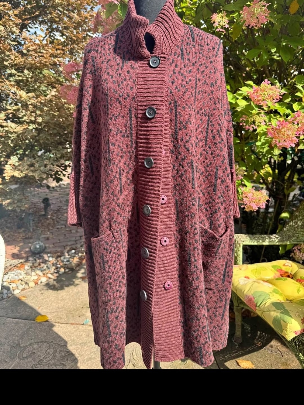 MarlaWynne Rose Marled Button-Front Cardigan Poncho